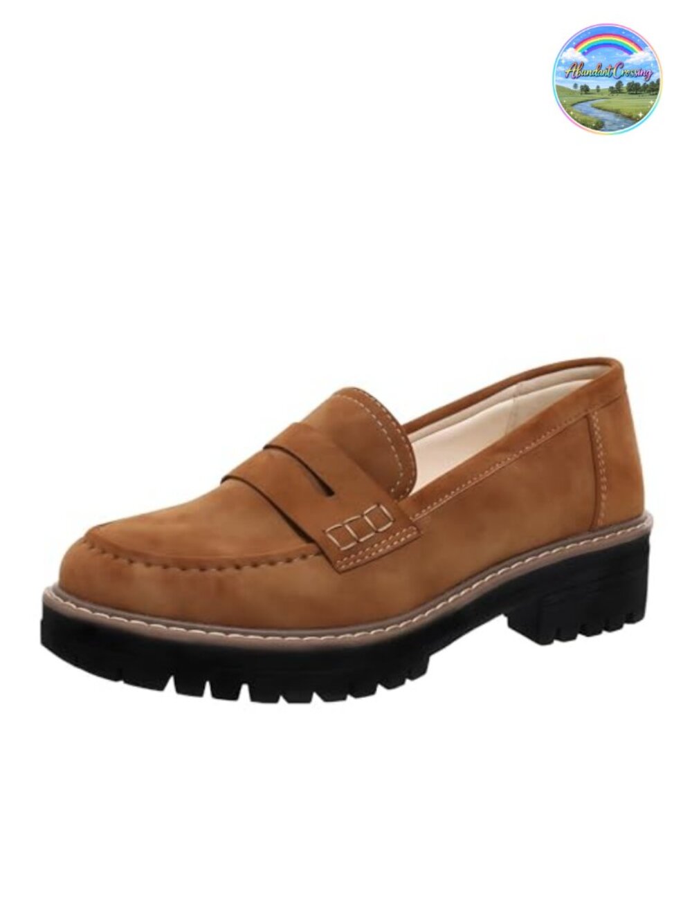Women's Suede Platform Penny Loafers Slip-On Chunky Work Shoes